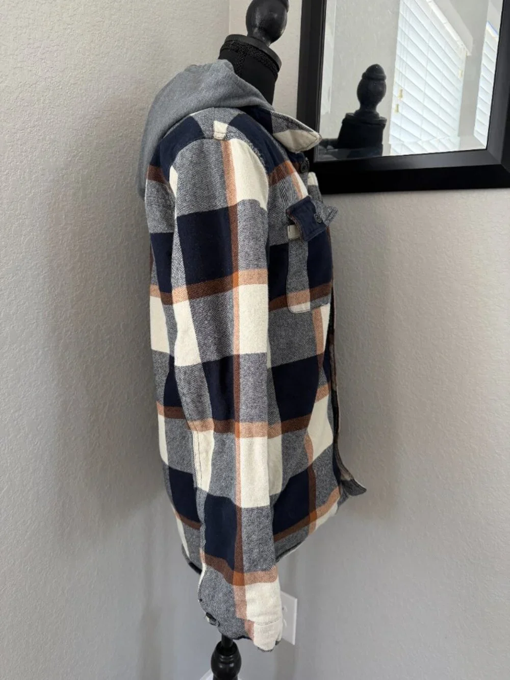 LEVI'S Plaid Cotton Sherpa Lined Hoodie Jacket Mens Small